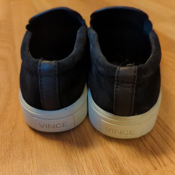 Vince Banler Sneaker Shoes Womens 6.5 Grey Felt Black Suede Slip On - Picture 3 of 7